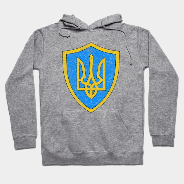 Coat of Arms Ukraine, Ukrainian Flag, Distressed, Retro, Vintage Hoodie by Vladimir Zevenckih